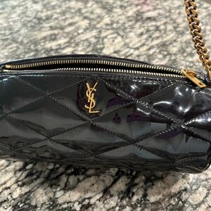 Yves Saint Laurent Black and Gold Quilted Clutch